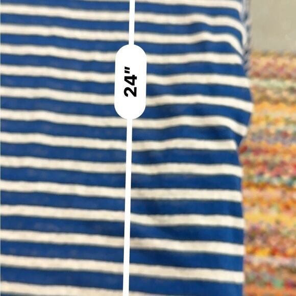 J Crew relaxed 100% Linen blue and white striped long sleeve Tee NWOT sz XXS - Picture 7 of 9